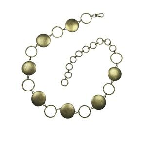 Gold Tone Metal Chain Belt Round Medallion Circle Links Gypsy Boho Adjustable